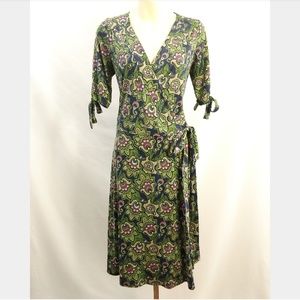 Lilly Pulitzer Green Paisley Silk Wrap Dress